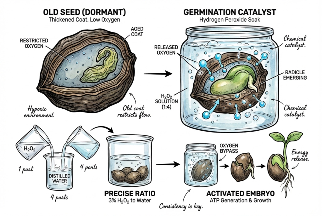 Thick seed coat creating a hypoxic environment for the plant embryo