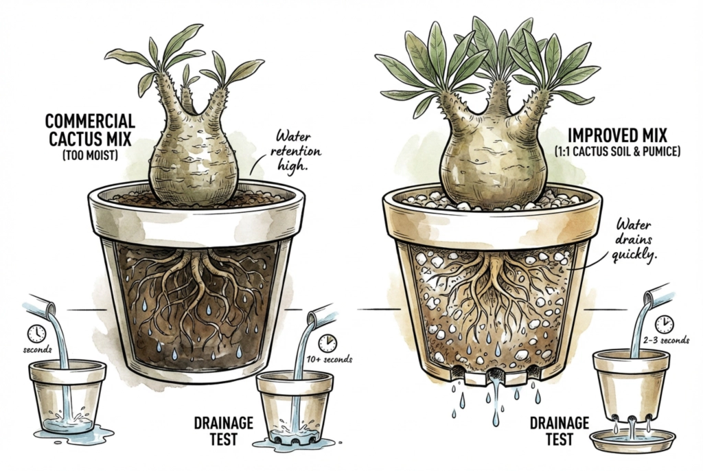 Cactus soil mix comparison for caudex plants