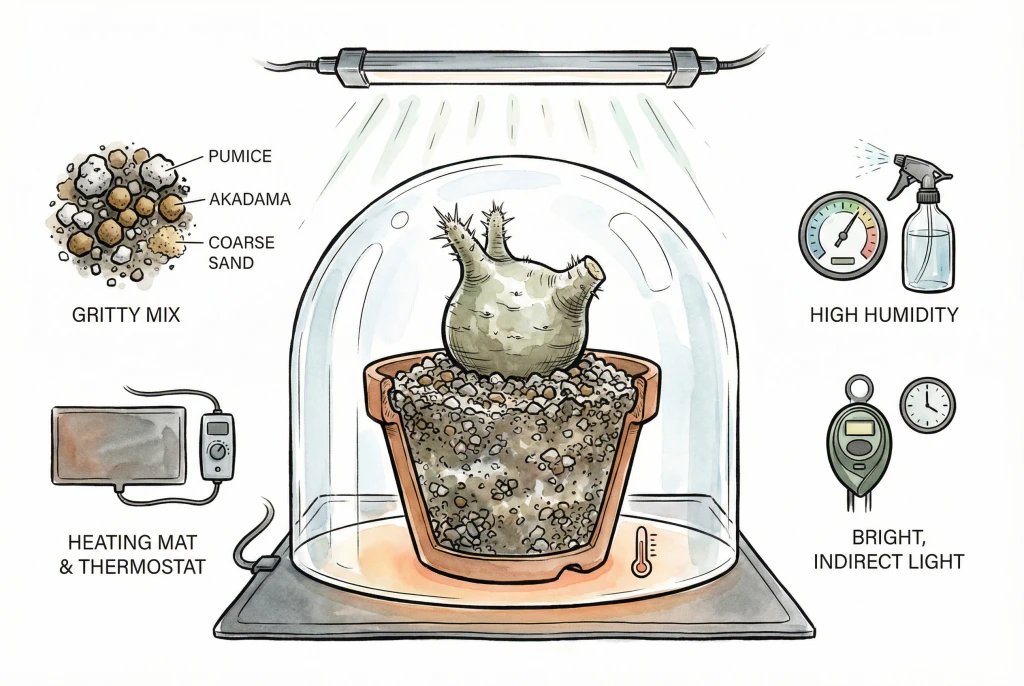 Incubator setup for rooting imported plants