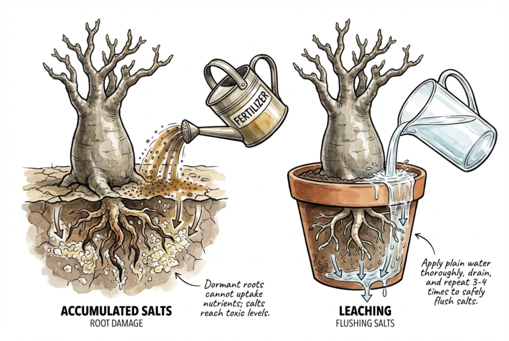 Effects of fertilizing dormant caudex plants