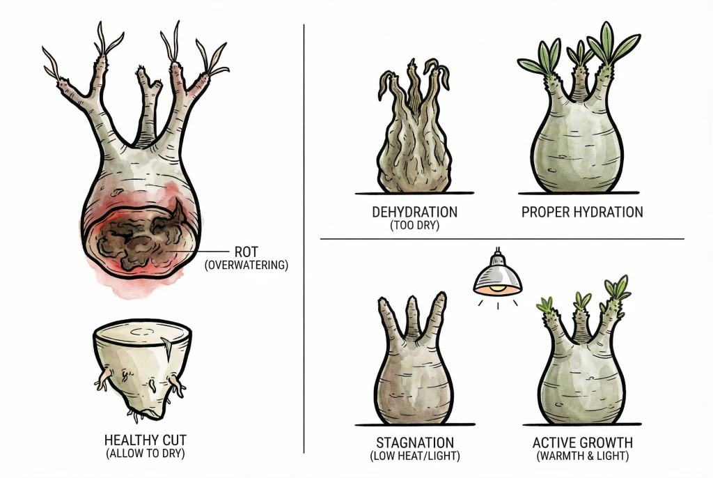 Identifying common problems with rooting Pachypodium