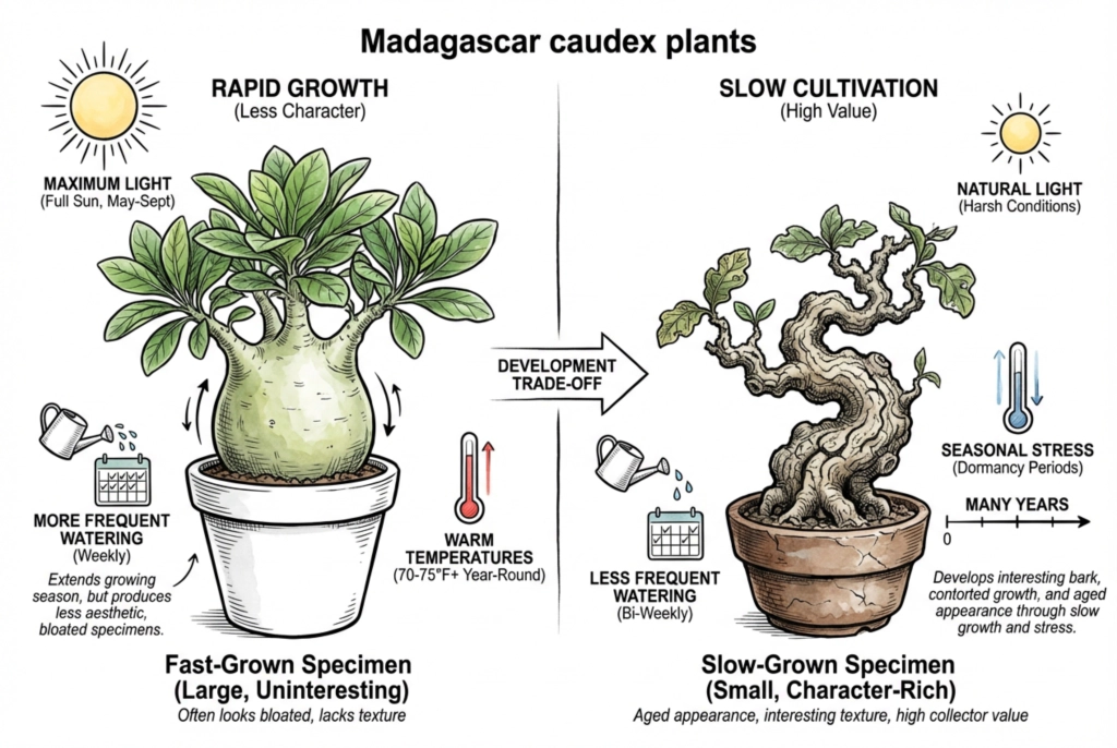 Techniques for accelerating caudex trunk growth