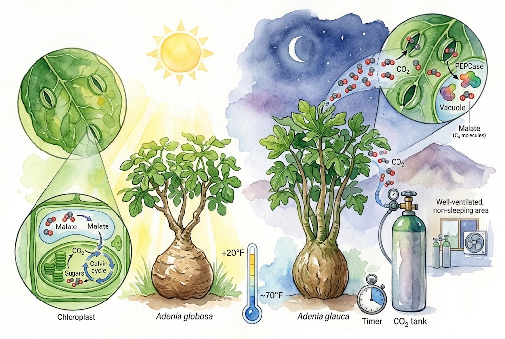 CO2 at Night for CAM Plants: Honest Adenia Guide