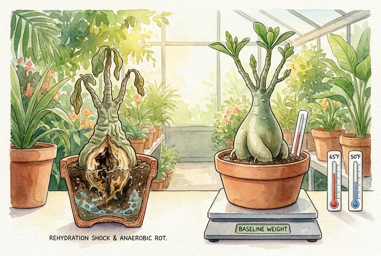 Adenium Squishy Caudex After Watering: Reverse-Rot Fix