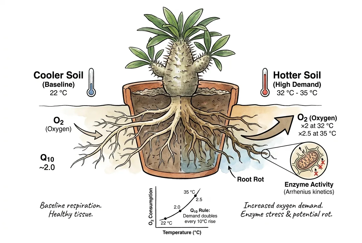 Botanical illustration for: What is the Q10 rule for root respiration?