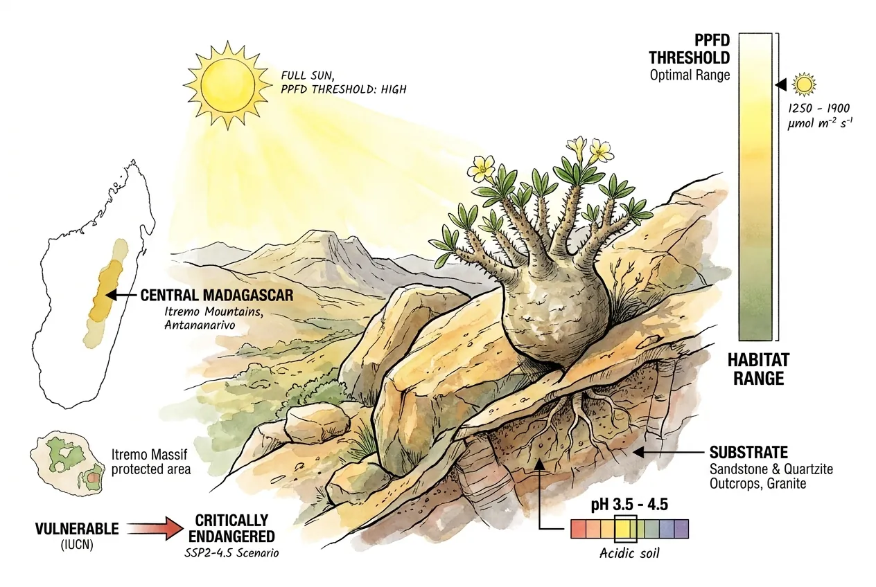 Pachypodium brevicaule on Itremo Massif quartzite outcrop