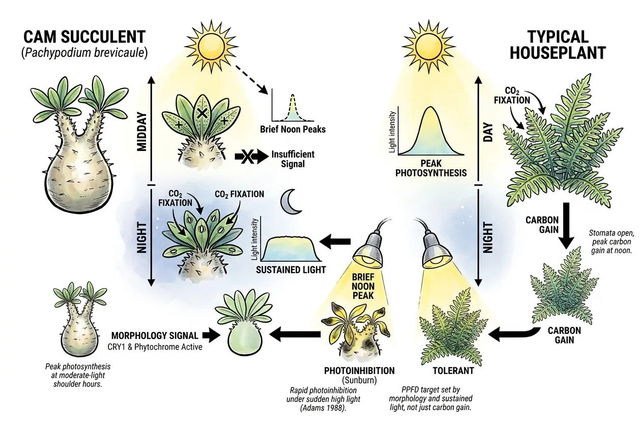 CAM stomatal cycle day-night carbon fixation in succulent