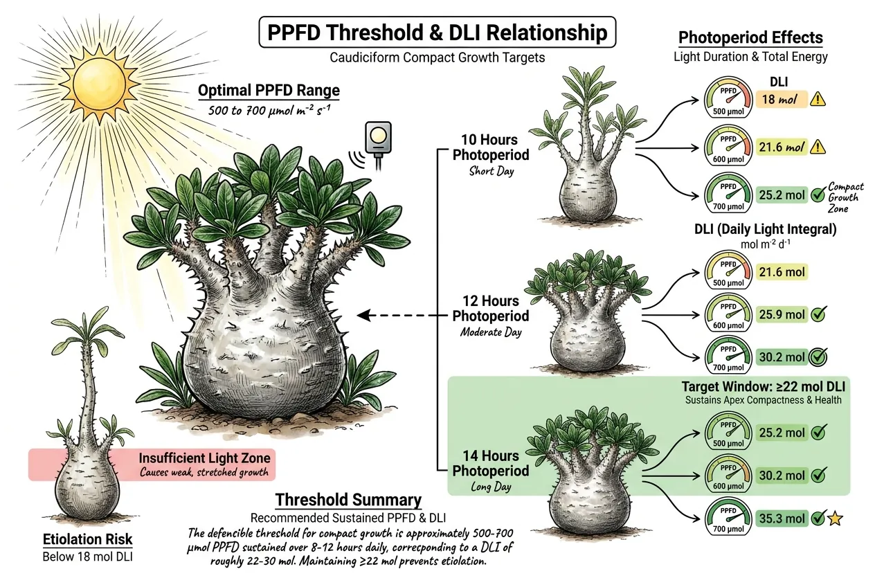 PPFD integrated over photoperiod hours to compute DLI
