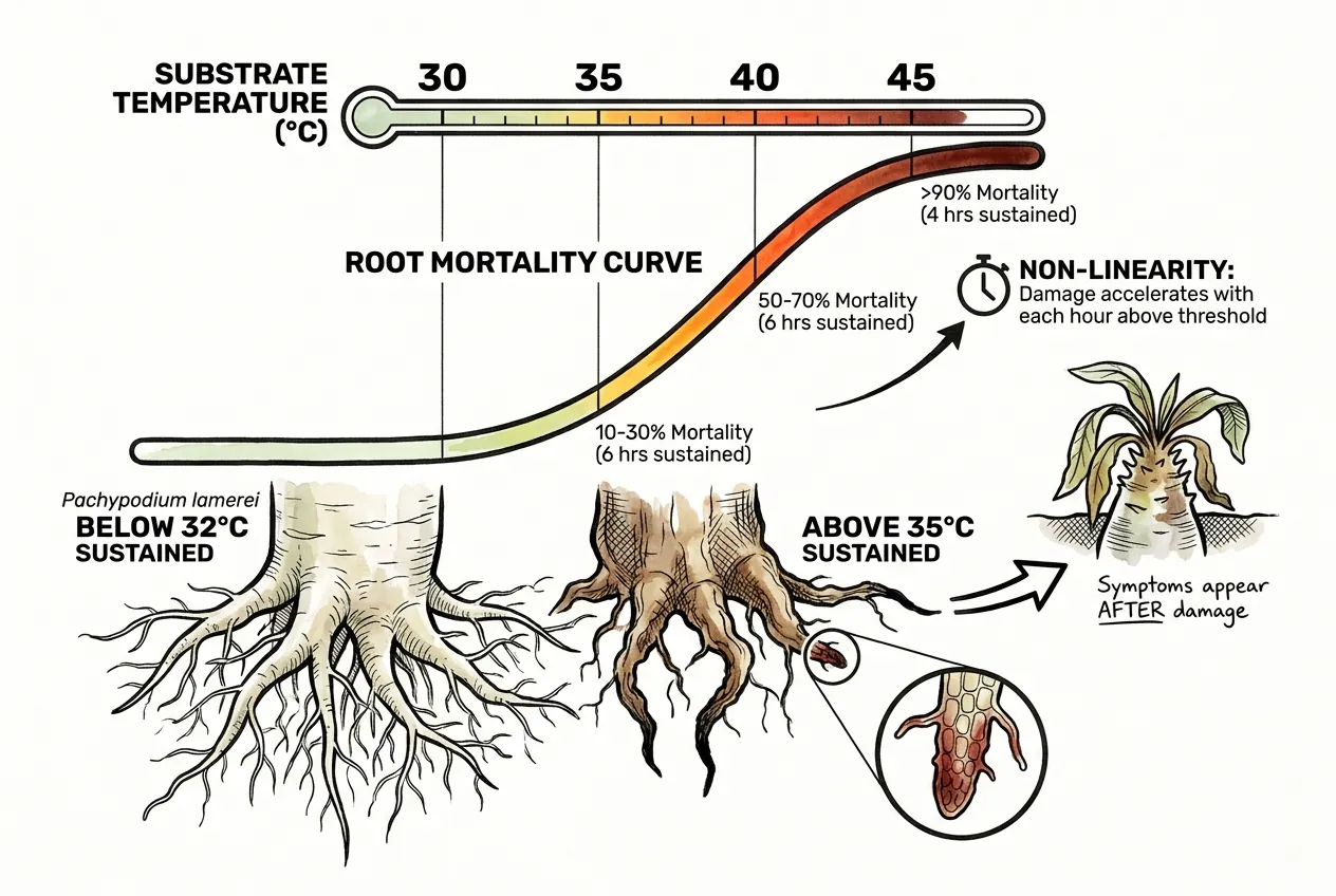 Botanical illustration for: What is the mortality curve above 35 °C?