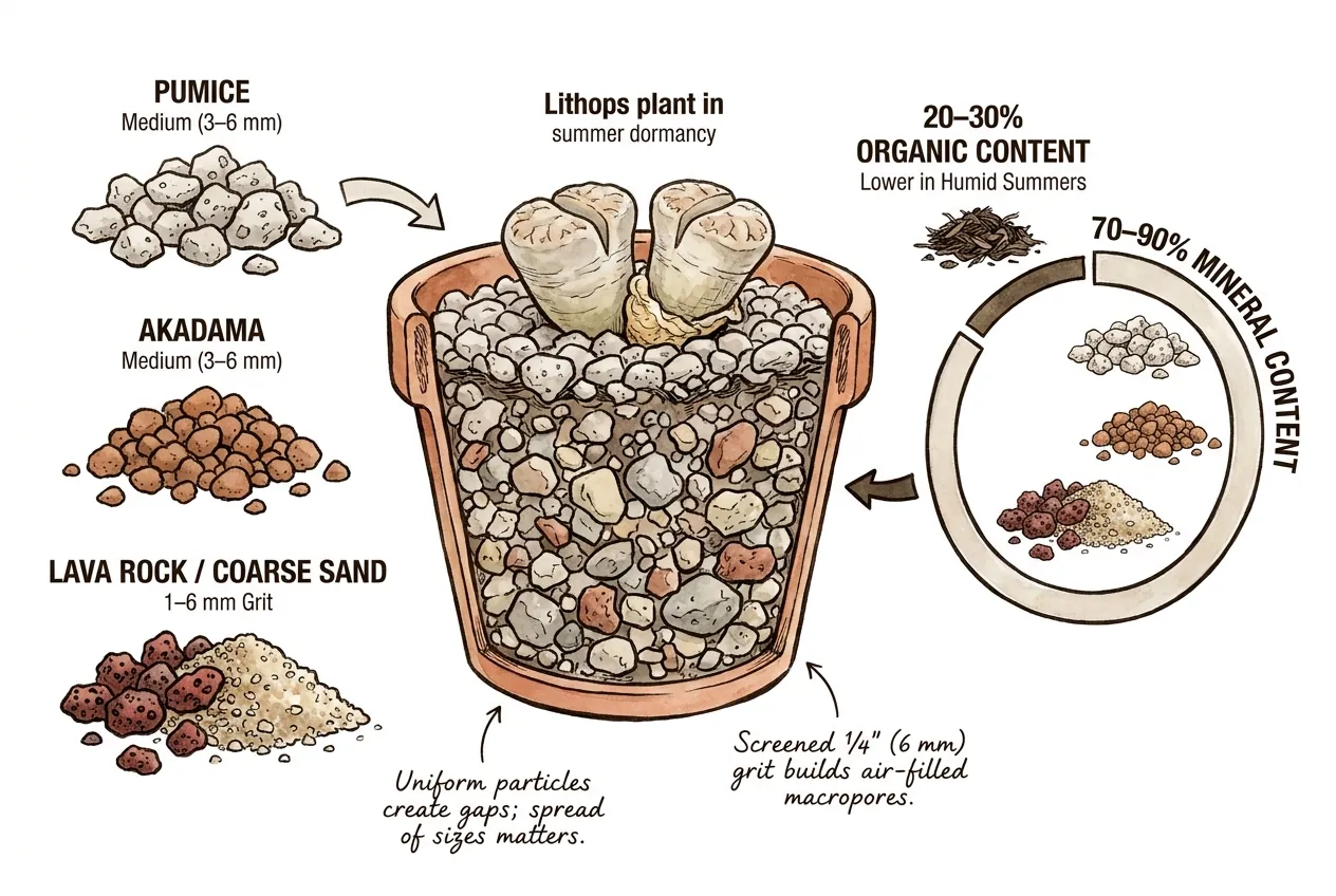 Pumice and lava grit sorted by 1 to 6 mm particle size