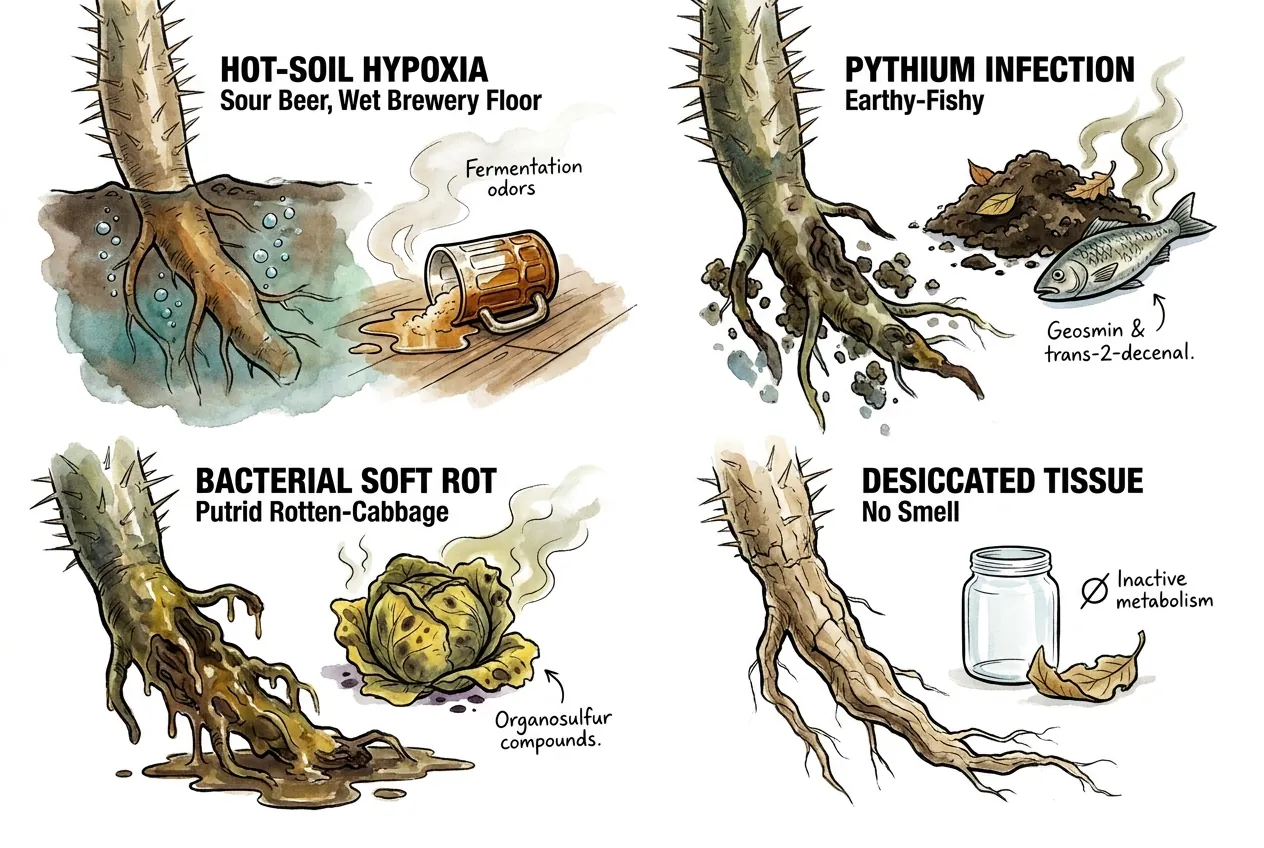 Botanical illustration for: What does each problem actually smell like?