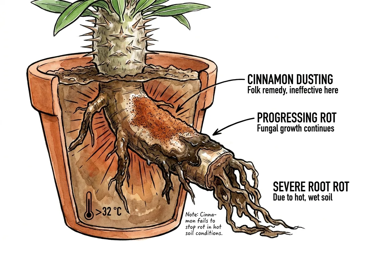 Botanical illustration for: Treated with cinnamon, still rotted
