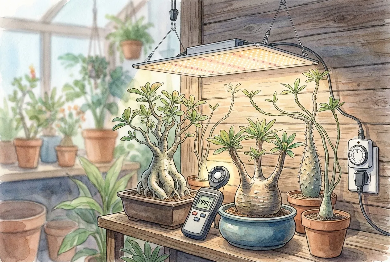 Grow Light for Caudex Plants: Stop Etiolation