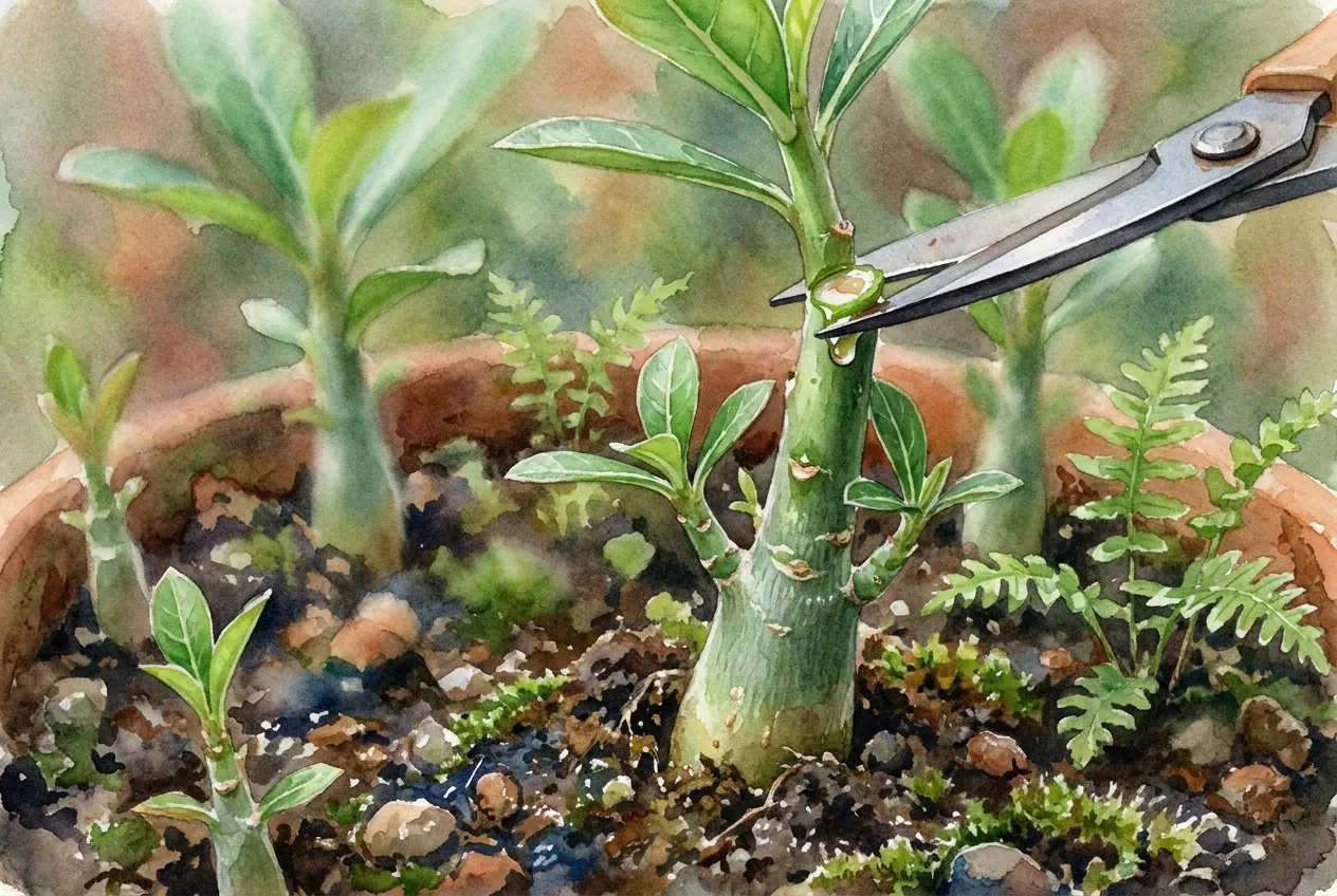 Adenium Seedling Stem Pinch: Cut for a Fat Caudex