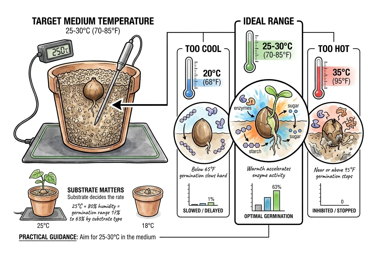 Measuring germination-medium temperature at seed depth