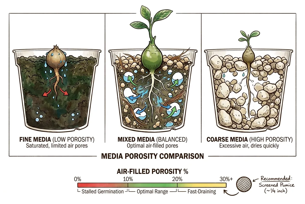 Air-filled and water-filled pores in germination medium