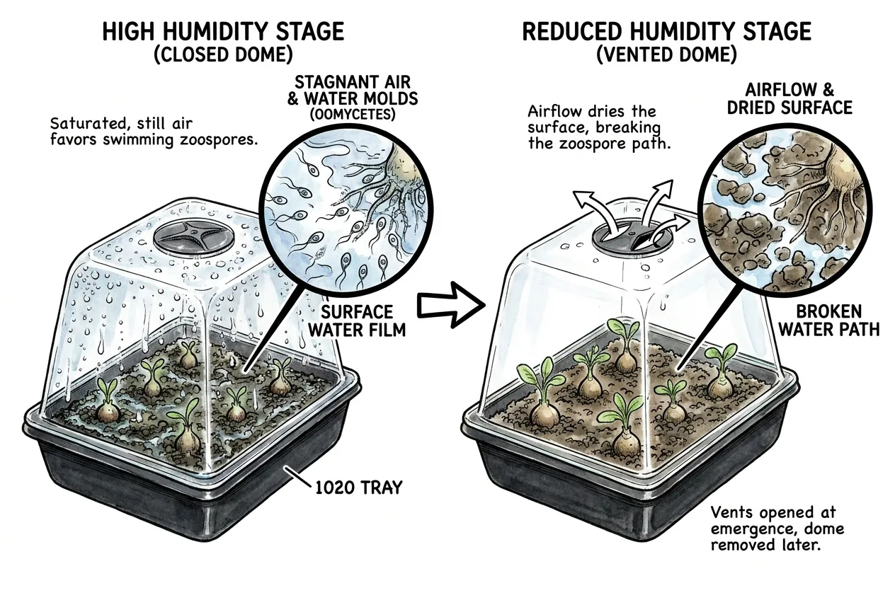 Ventilation changes before and after seedling emergence