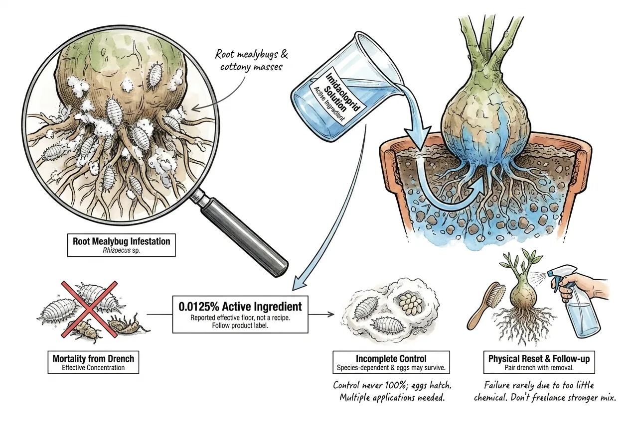 Imidacloprid concentration graphic. Do not reverse-engineer a caudex dose from experimental values