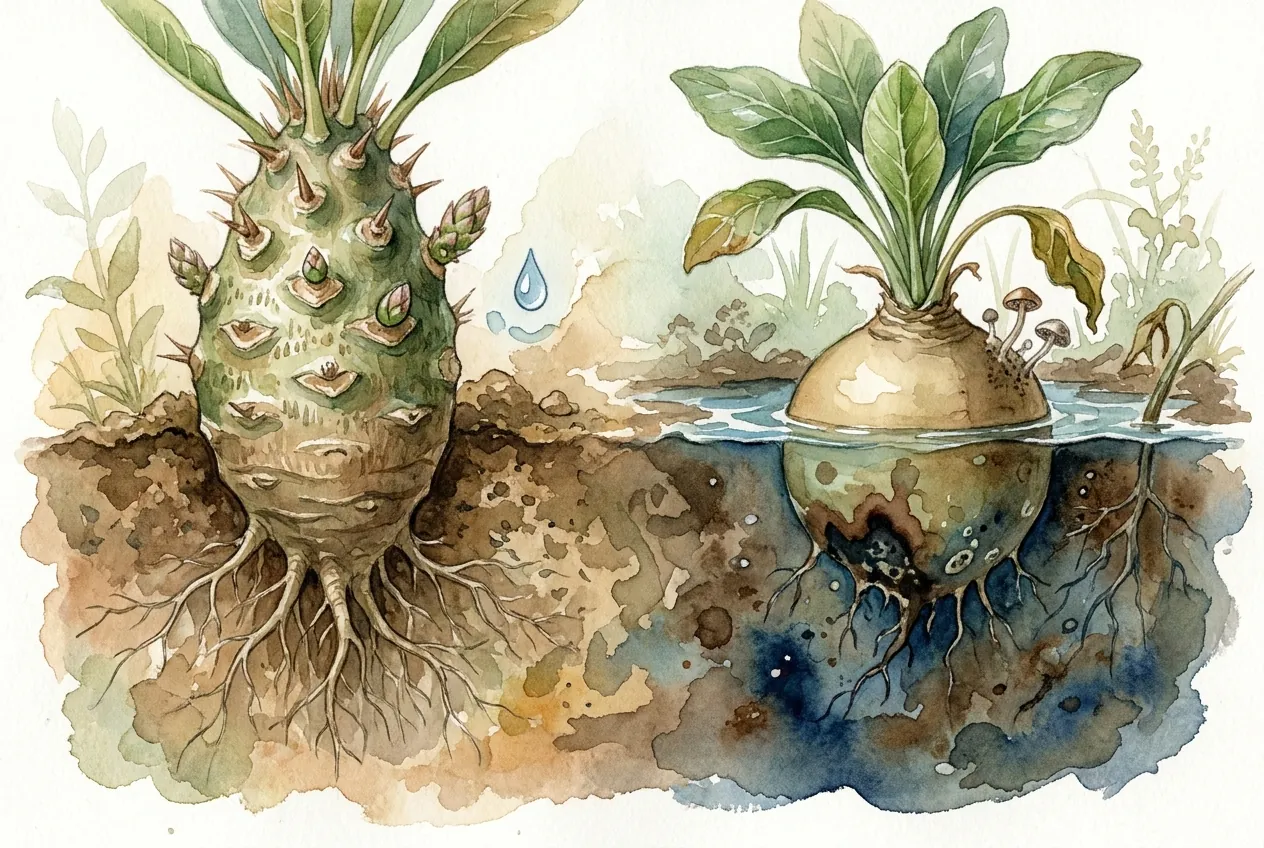 Root Tuber vs Stem Caudex Watering: One Rule Kills the Other